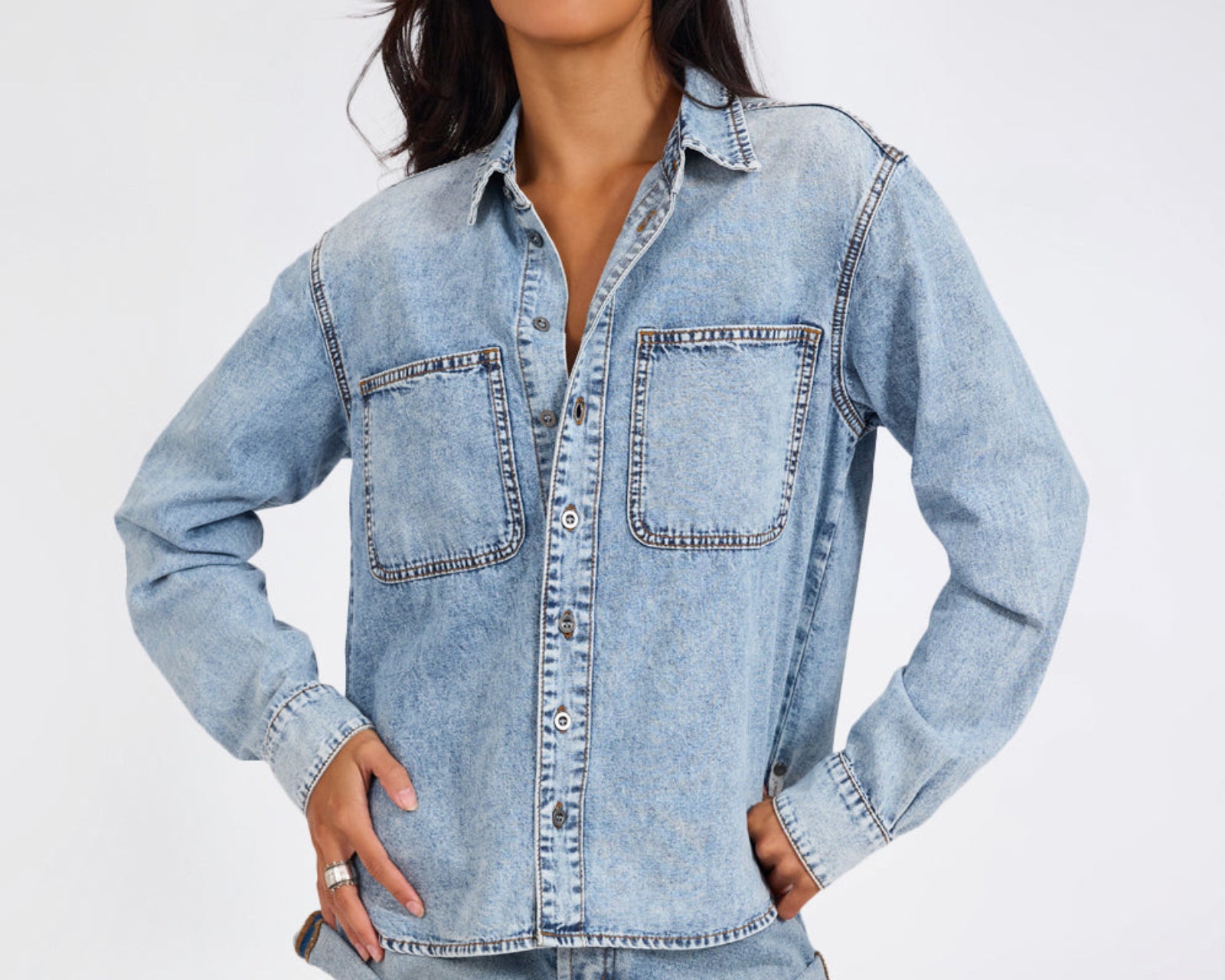 Nixie Classic Fit Denim Shirt - Acid Blue