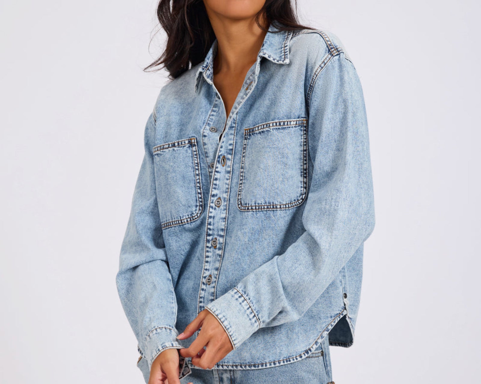 Nixie Classic Fit Denim Shirt - Acid Blue