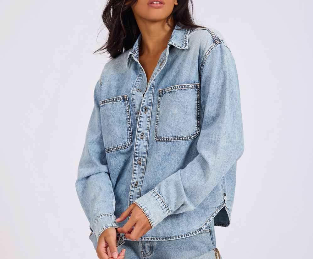 Nixie Classic Fit Denim Shirt - Acid Blue