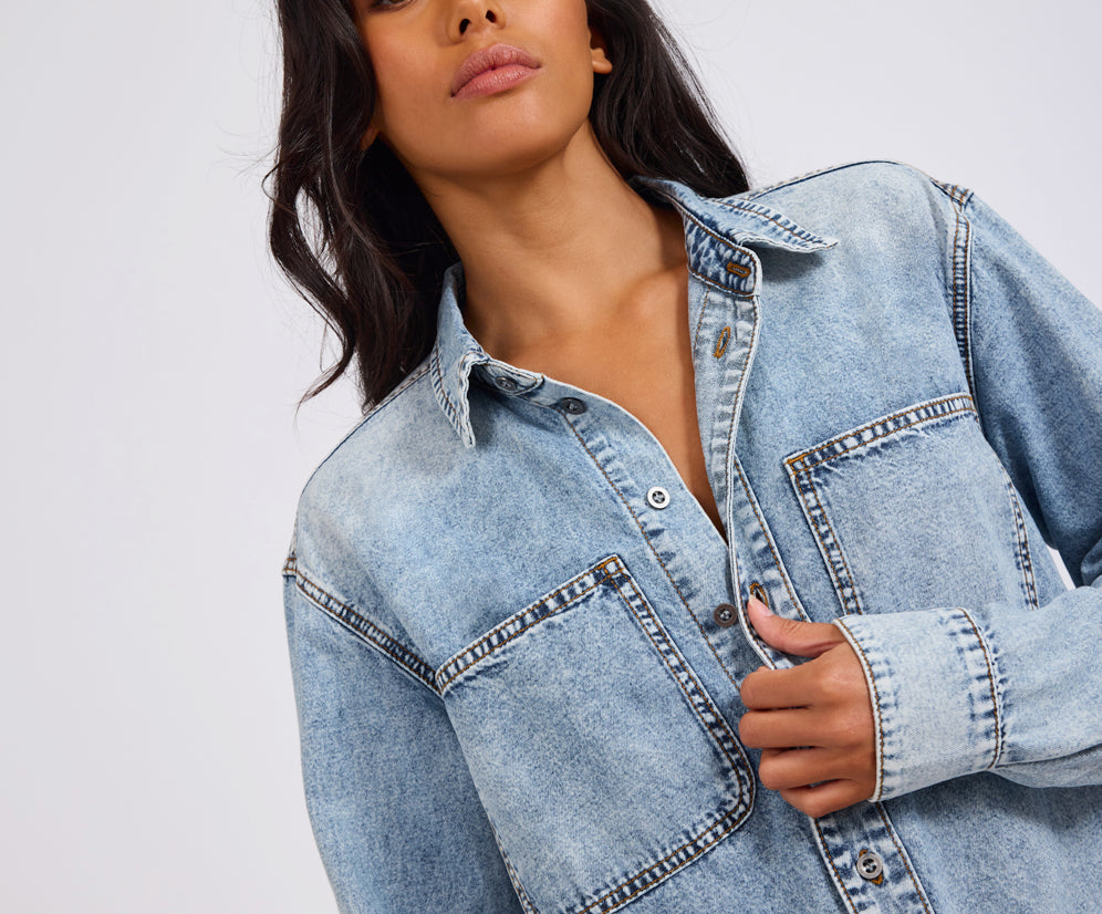 Nixie Classic Fit Denim Shirt - Acid Blue