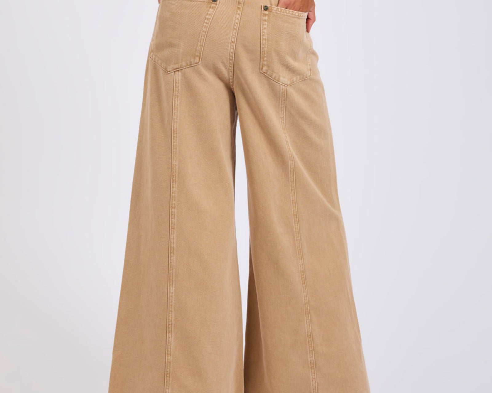 Hollywoods High Waist Wide Leg Denim Jeans - Warm Tan