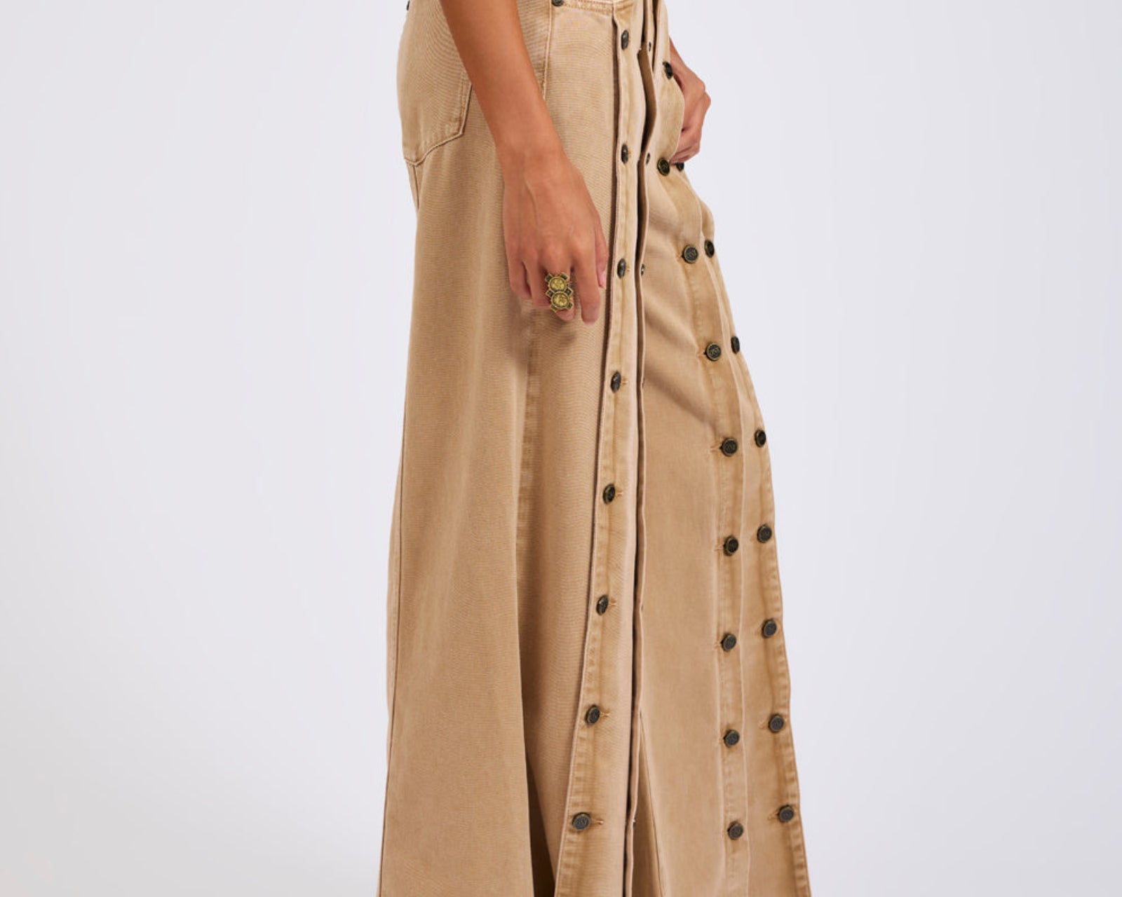 Hollywoods High Waist Wide Leg Denim Jeans - Warm Tan