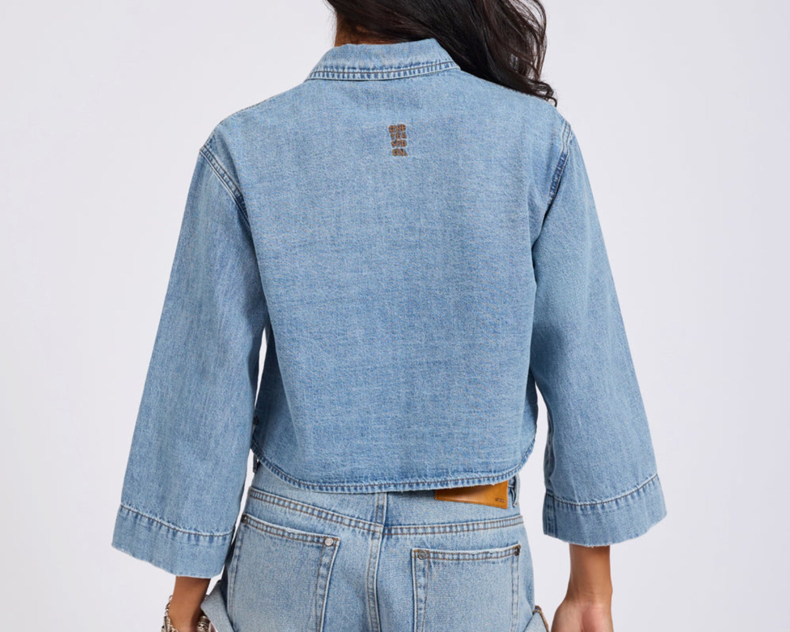 Gracie Cropped Denim Shirt - Misty Blue