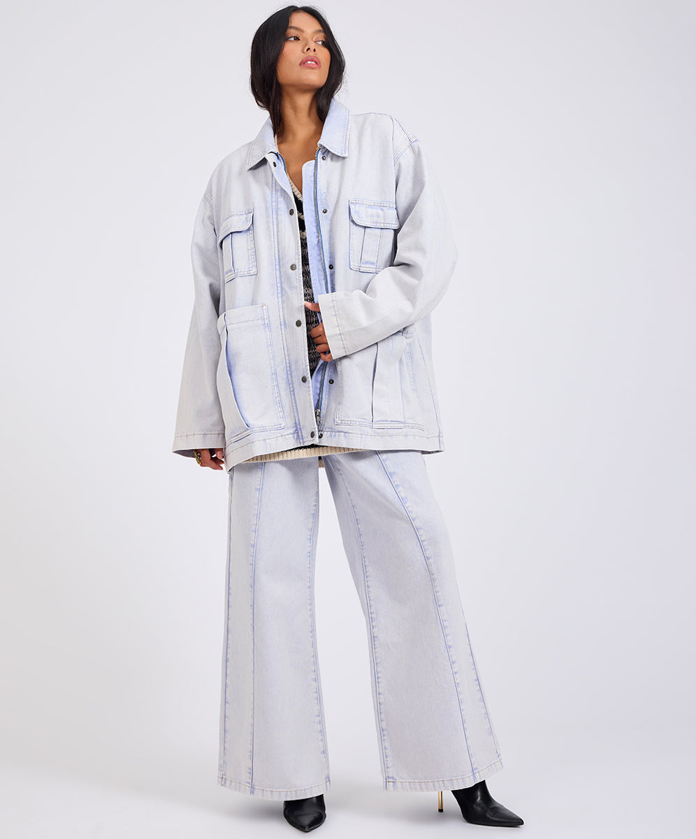 Products Hayden High Waist Wide Leg Trouser Denim Jeans - Lavender Blue