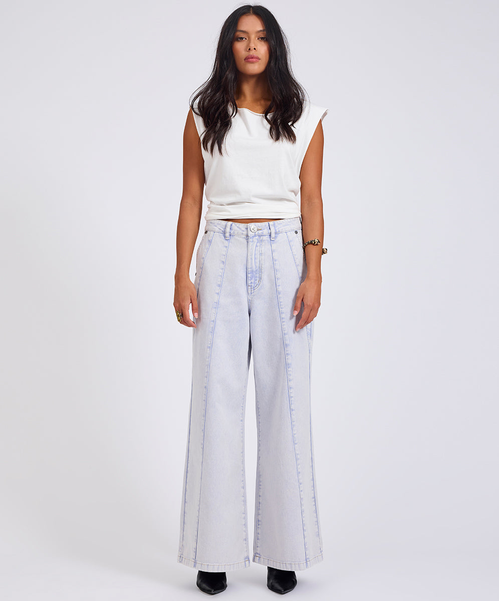 Products Hayden High Waist Wide Leg Trouser Denim Jeans - Lavender Blue