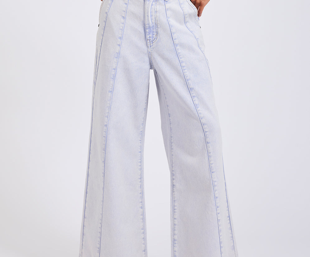 Hayden High Waist Wide Leg Trouser Denim Jeans - Lavender Blue