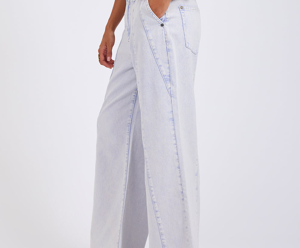 Hayden High Waist Wide Leg Trouser Denim Jeans - Lavender Blue