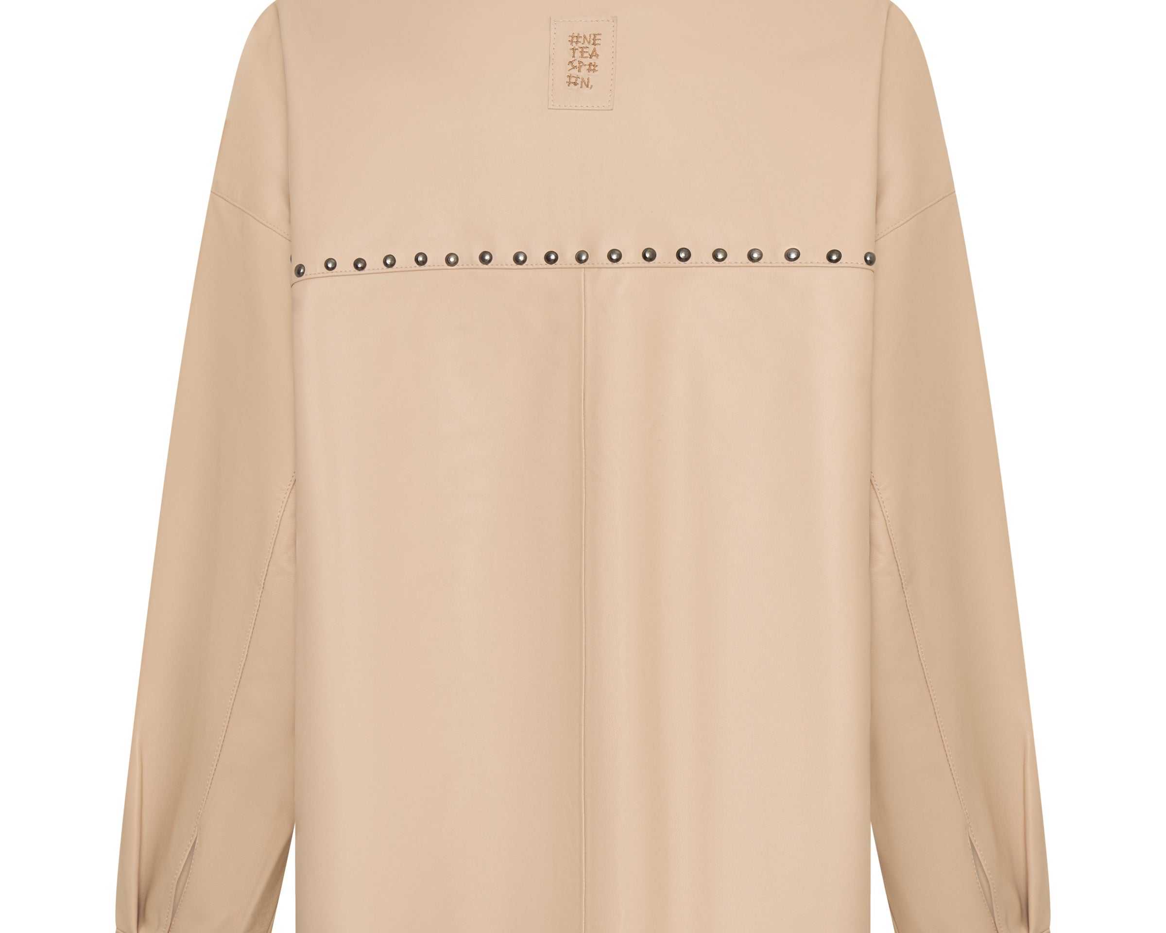 Daria Studded Leather Shacket - Tan