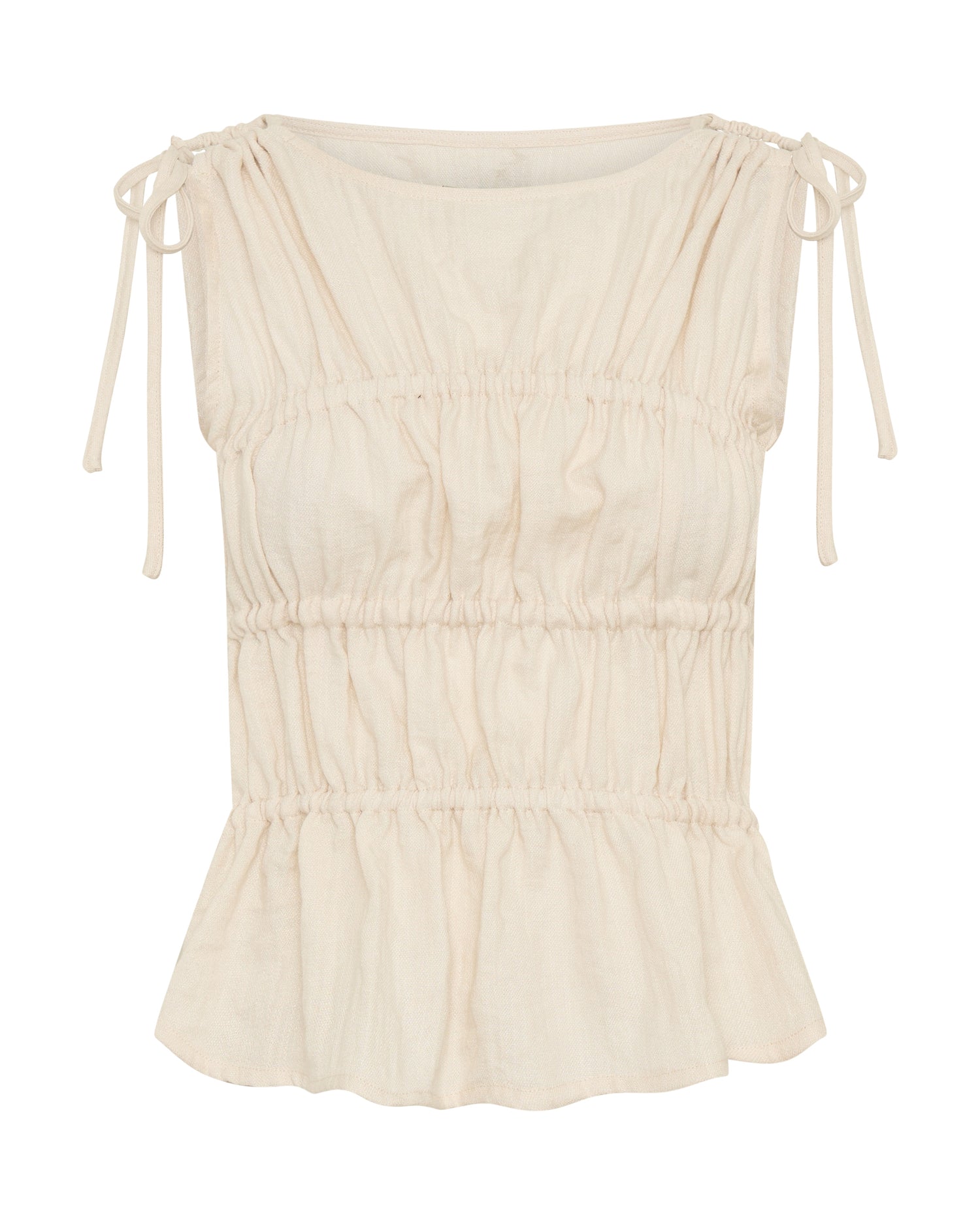 Products Evelyn Gathered Ruched Tie Top - Cream