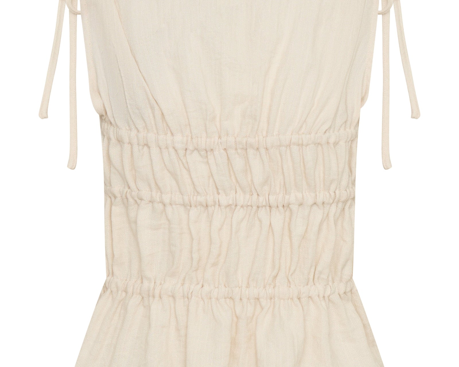 Evelyn Gathered Ruched Tie Top - Cream