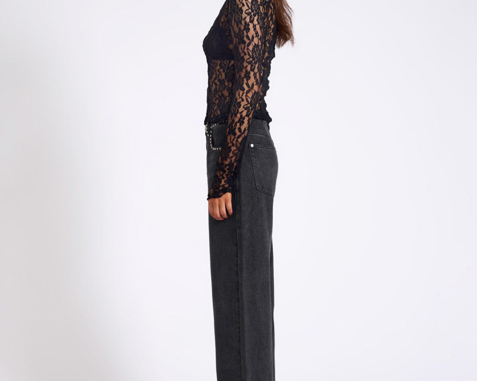 Wednesday Lace Long Sleeve Top - Black