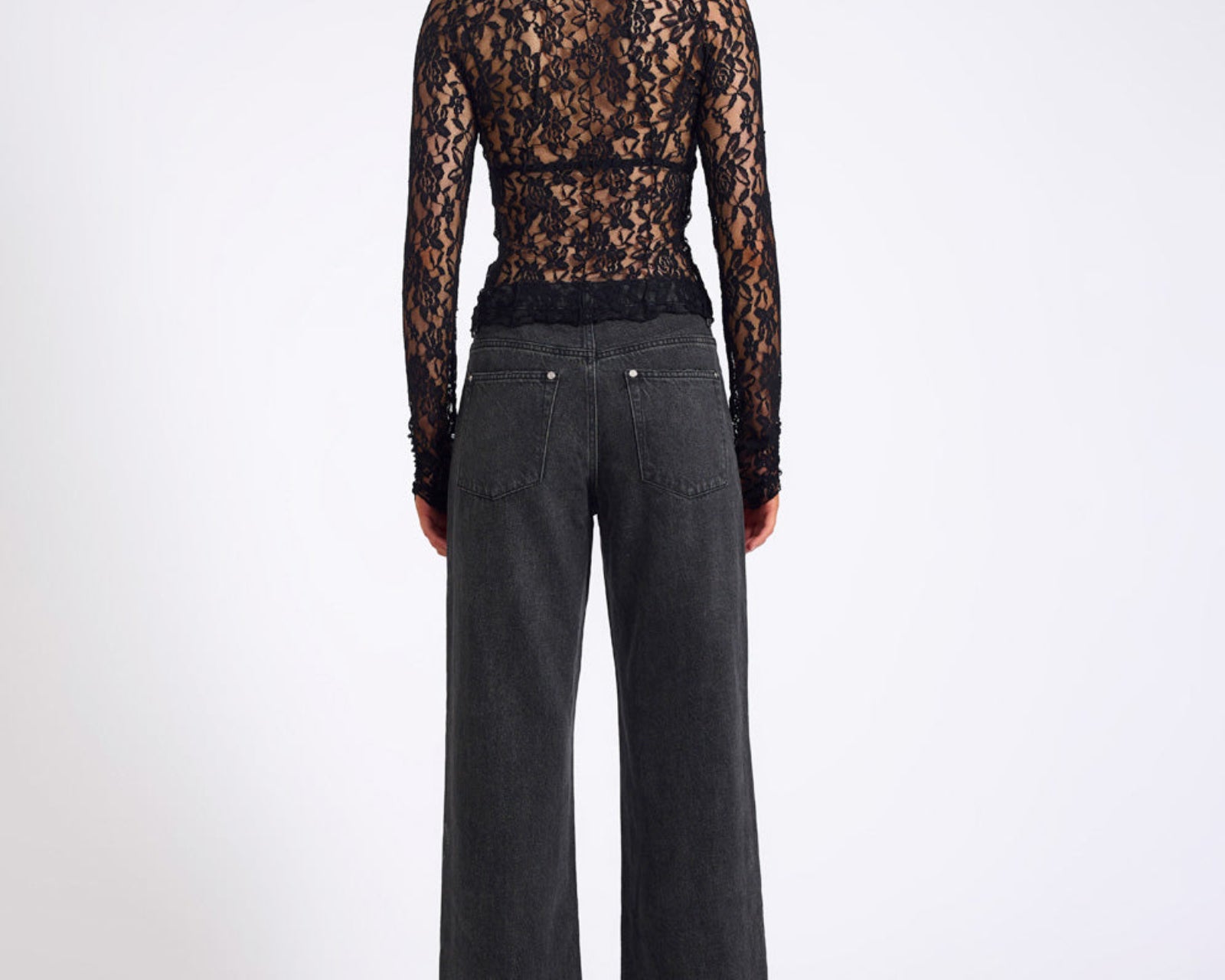 Wednesday Lace Long Sleeve Top - Black