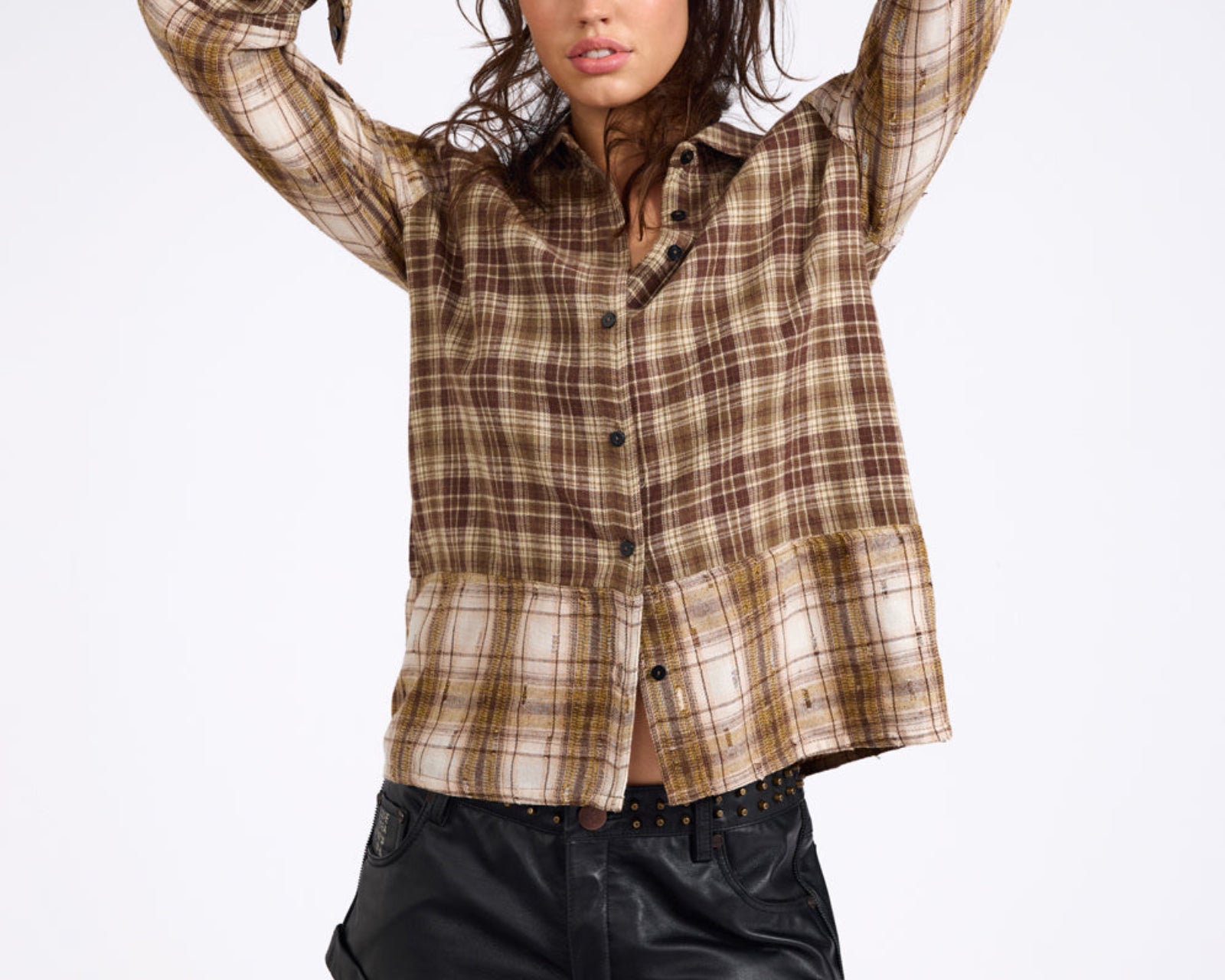 Rodeo Rust Patchwork Flannel Shirt - Brown