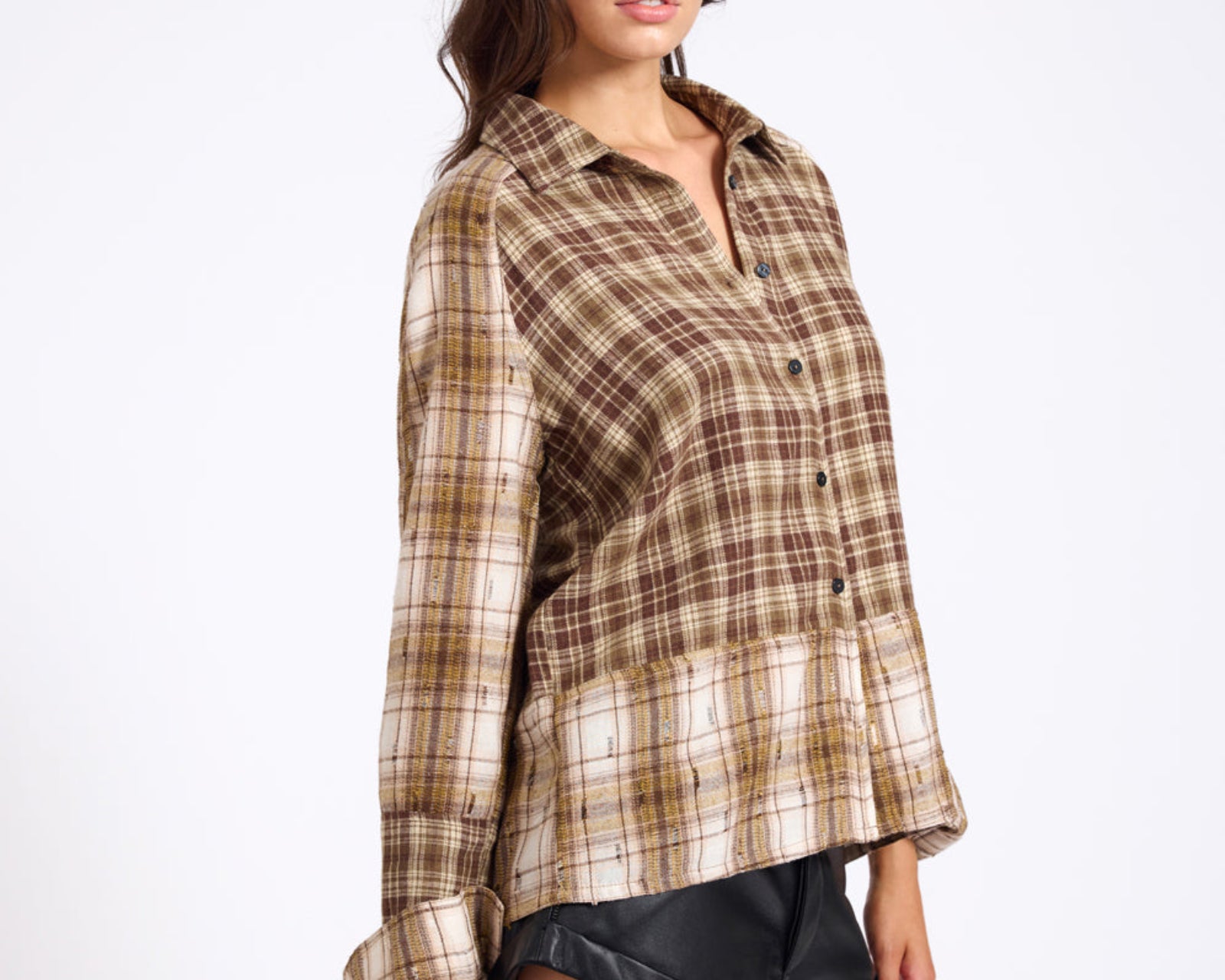Rodeo Rust Patchwork Flannel Shirt - Brown