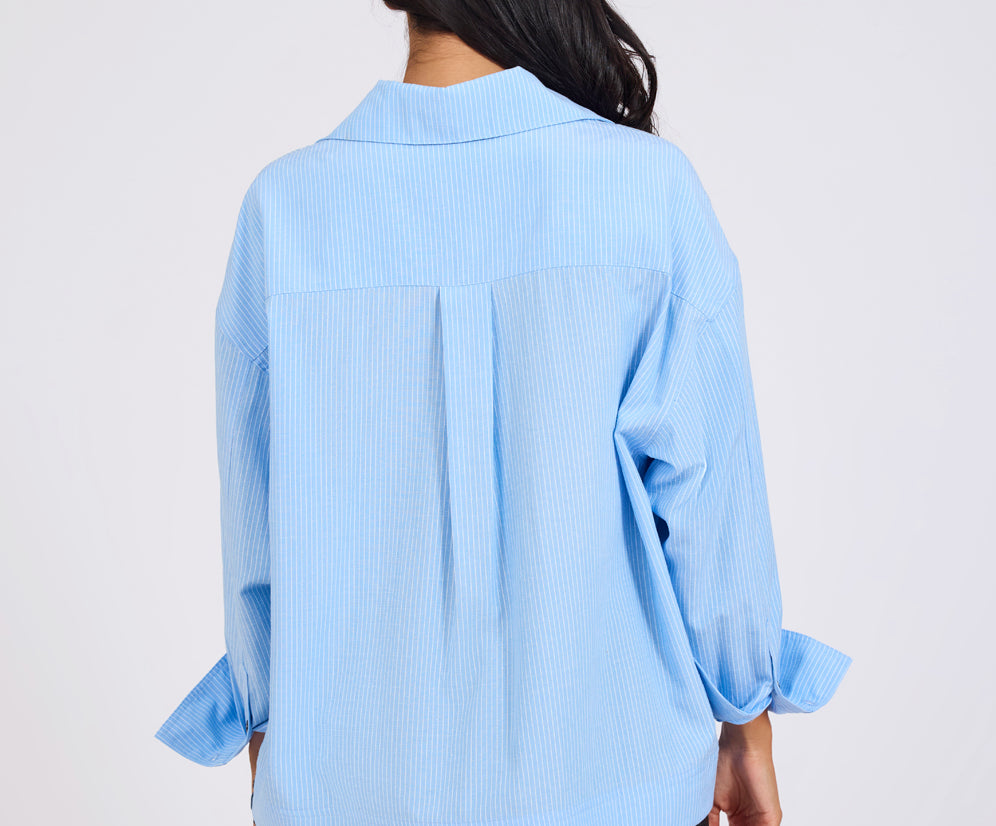 Powerhouse Oversized Longsleeve Pinstripe Shirt - Blue