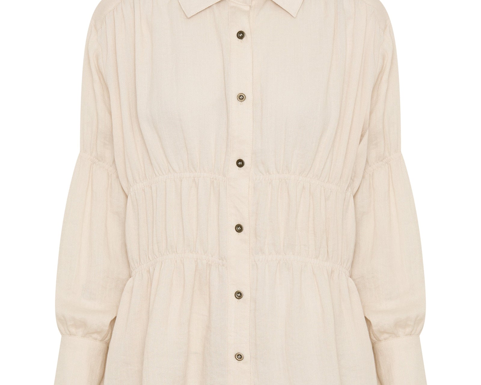 Harper Ruched Longsleeve Shirt - Cream