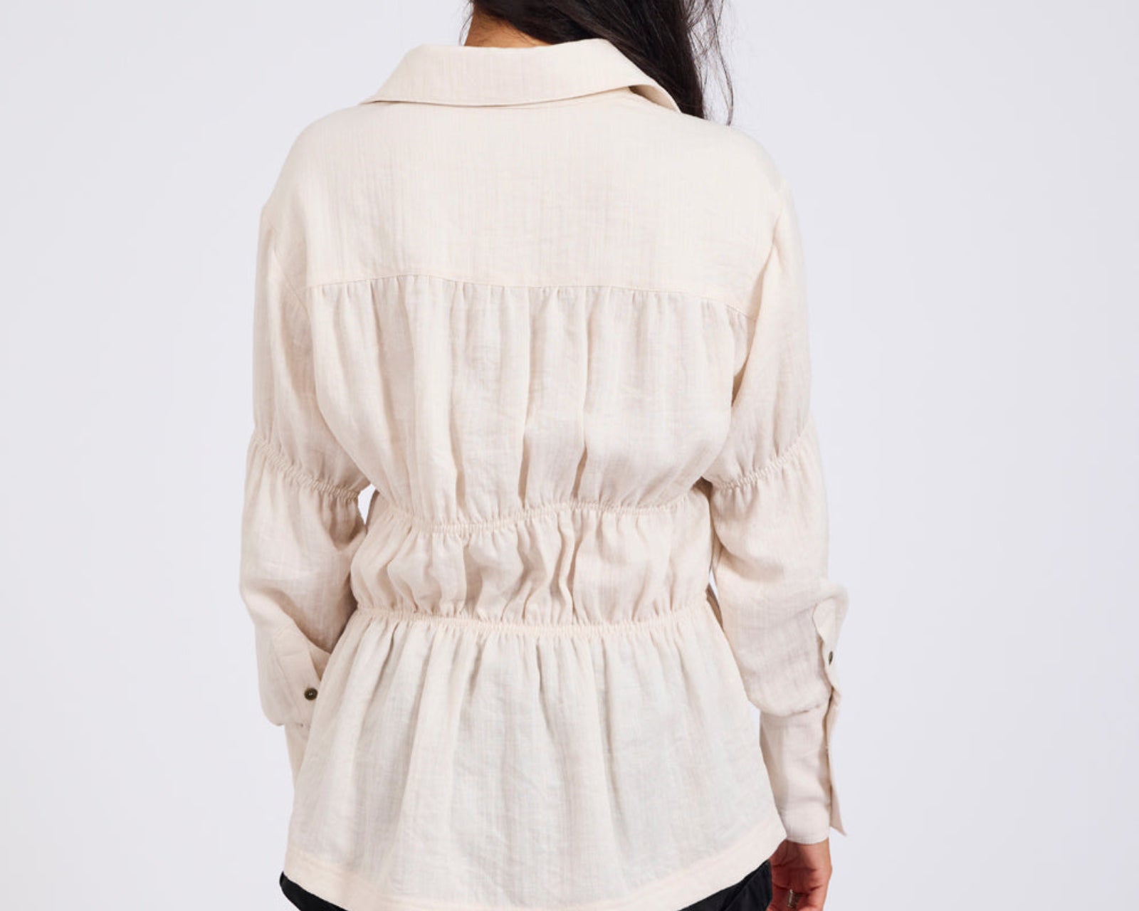 Harper Ruched Longsleeve Shirt - Cream