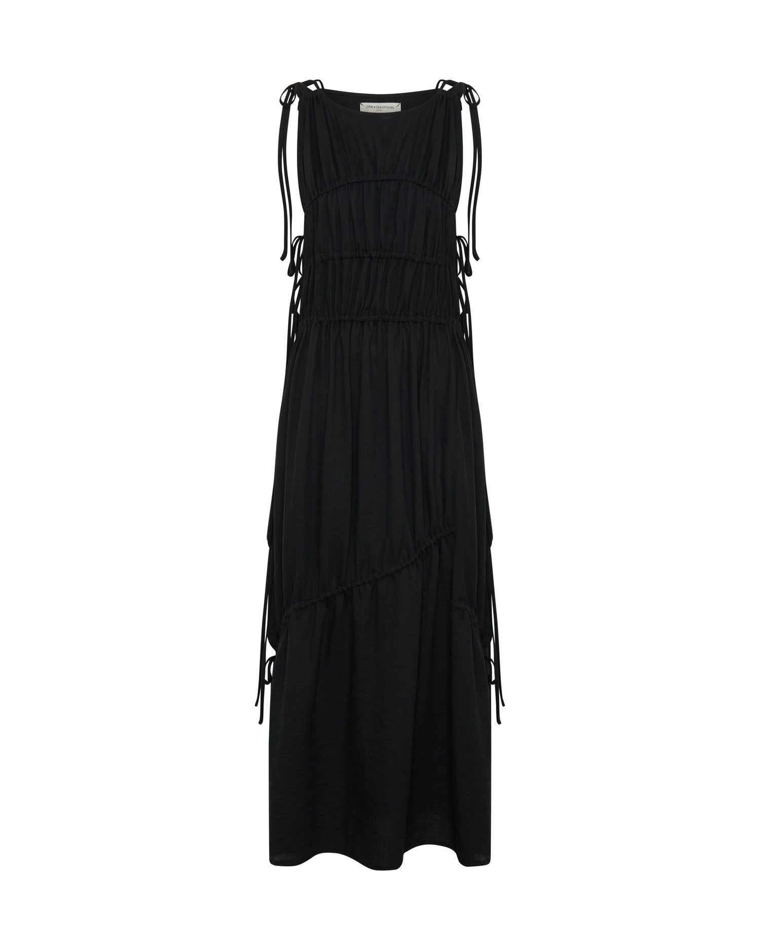 Products Evelyn Gathered Ruched Maxi Dress - Black