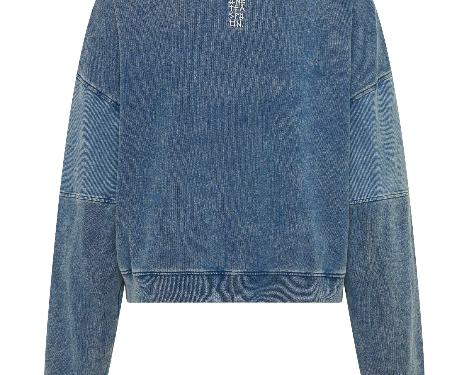 Retro Fade Panelled V Sweater - Washed Blue