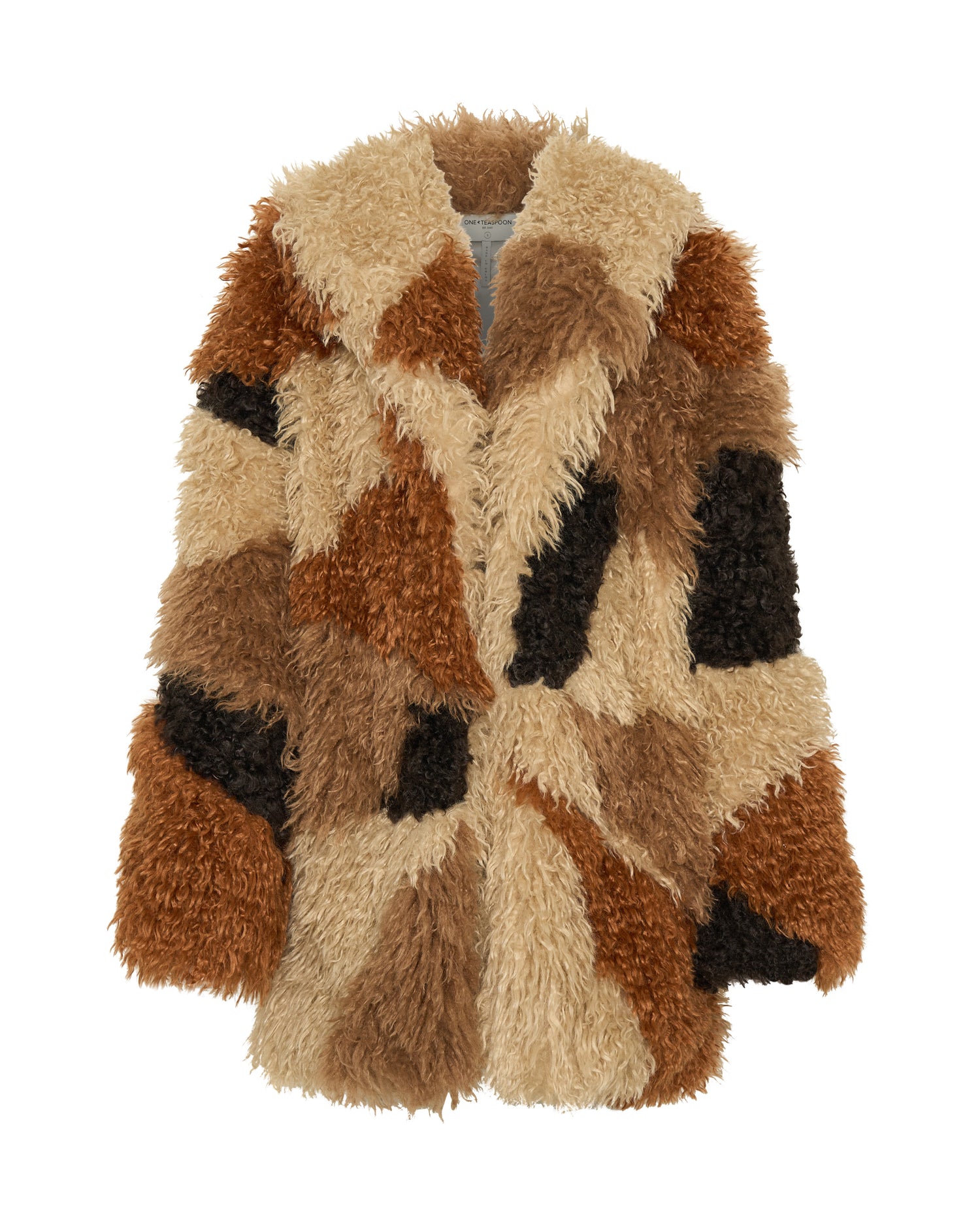 Products Mongolian Longline Faux Fur Jacket - Tan