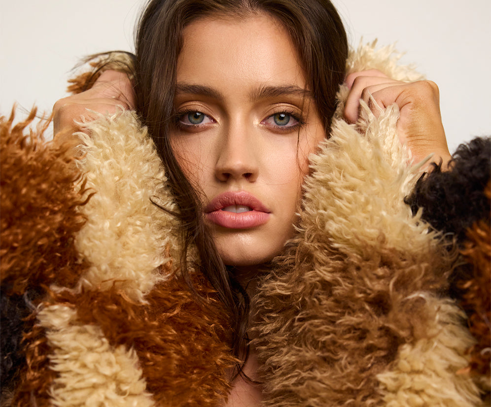 Mongolian Longline Faux Fur Jacket - Tan