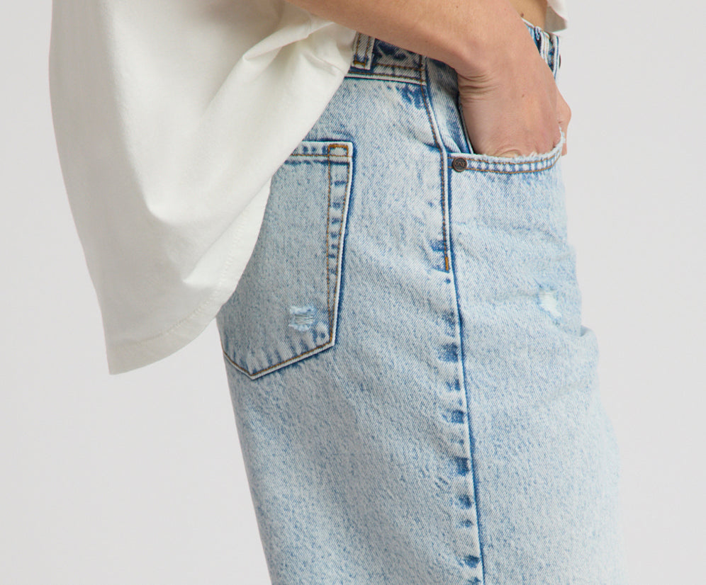 Jackson Mid Waist Wide Leg Shorts - Whisper Blue