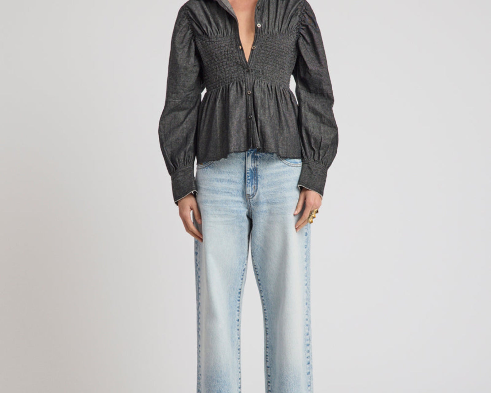 Jackson Mid Waist Wide Leg Denim Jeans - Whisper Blue