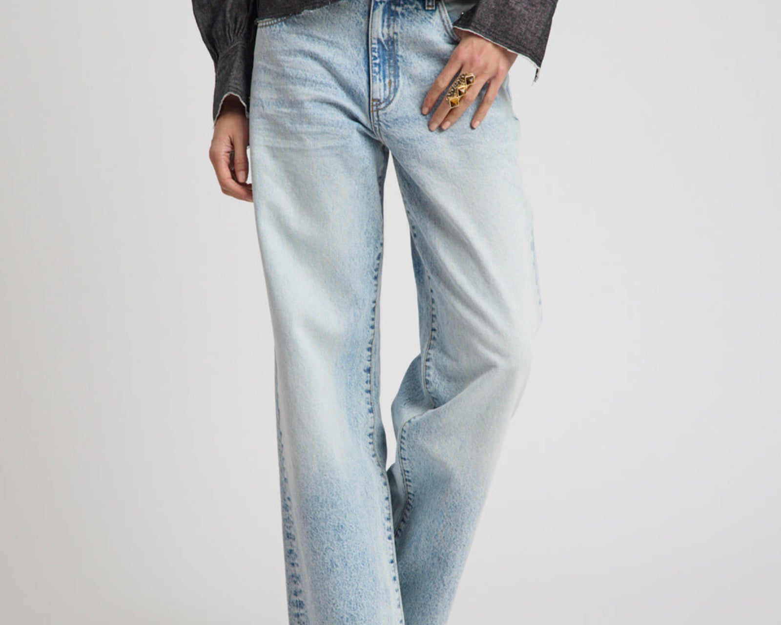 Jackson Mid Waist Wide Leg Denim Jeans - Whisper Blue