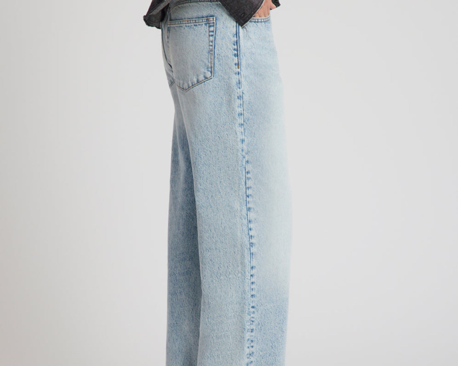 Jackson Mid Waist Wide Leg Denim Jeans - Whisper Blue