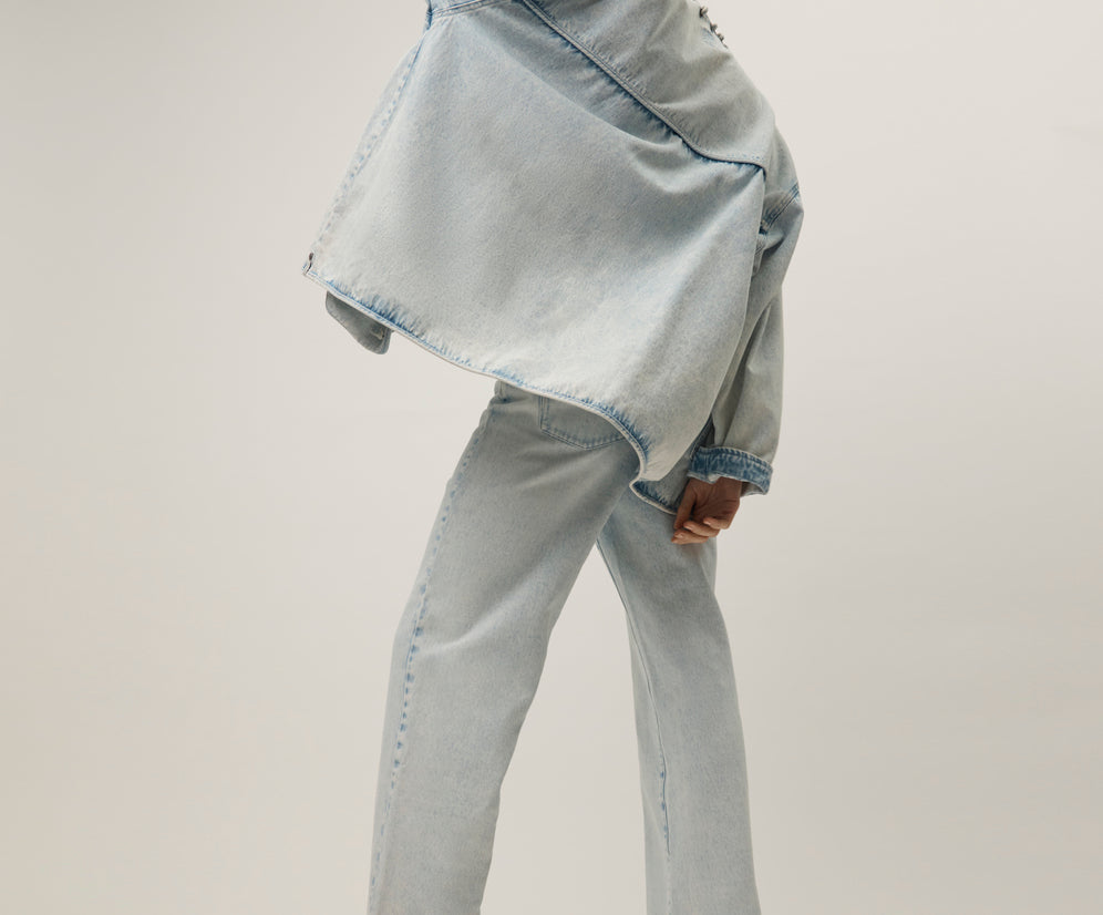 Jackson Belted Mid Waist Wide Leg Denim Jeans - Beach Blue