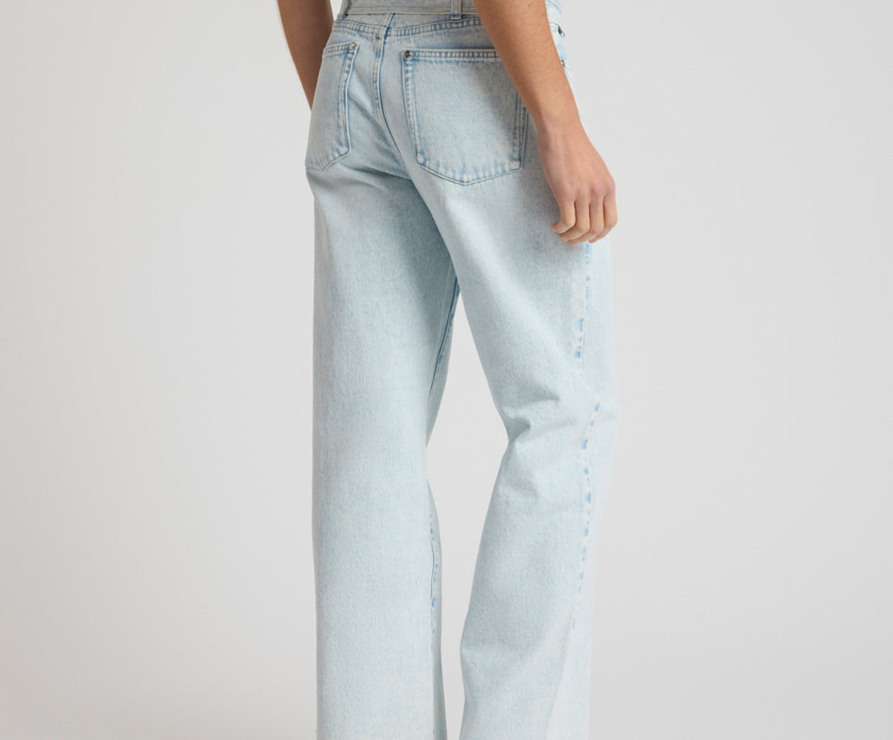 Jackson Belted Mid Waist Wide Leg Denim Jeans - Beach Blue