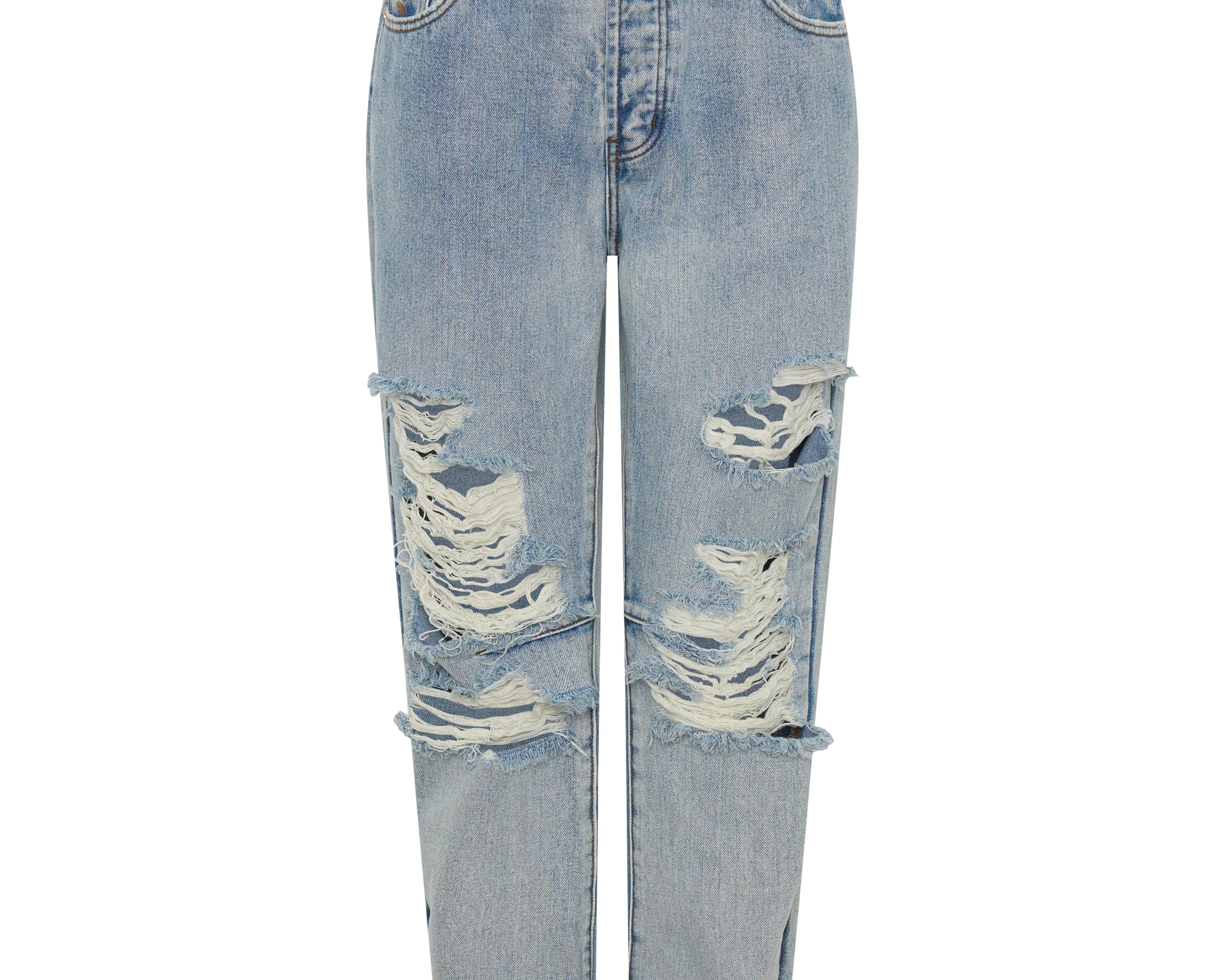 Saints Low Waist Messed Up Boyfriend Denim Jeans - Hendrixe Blue