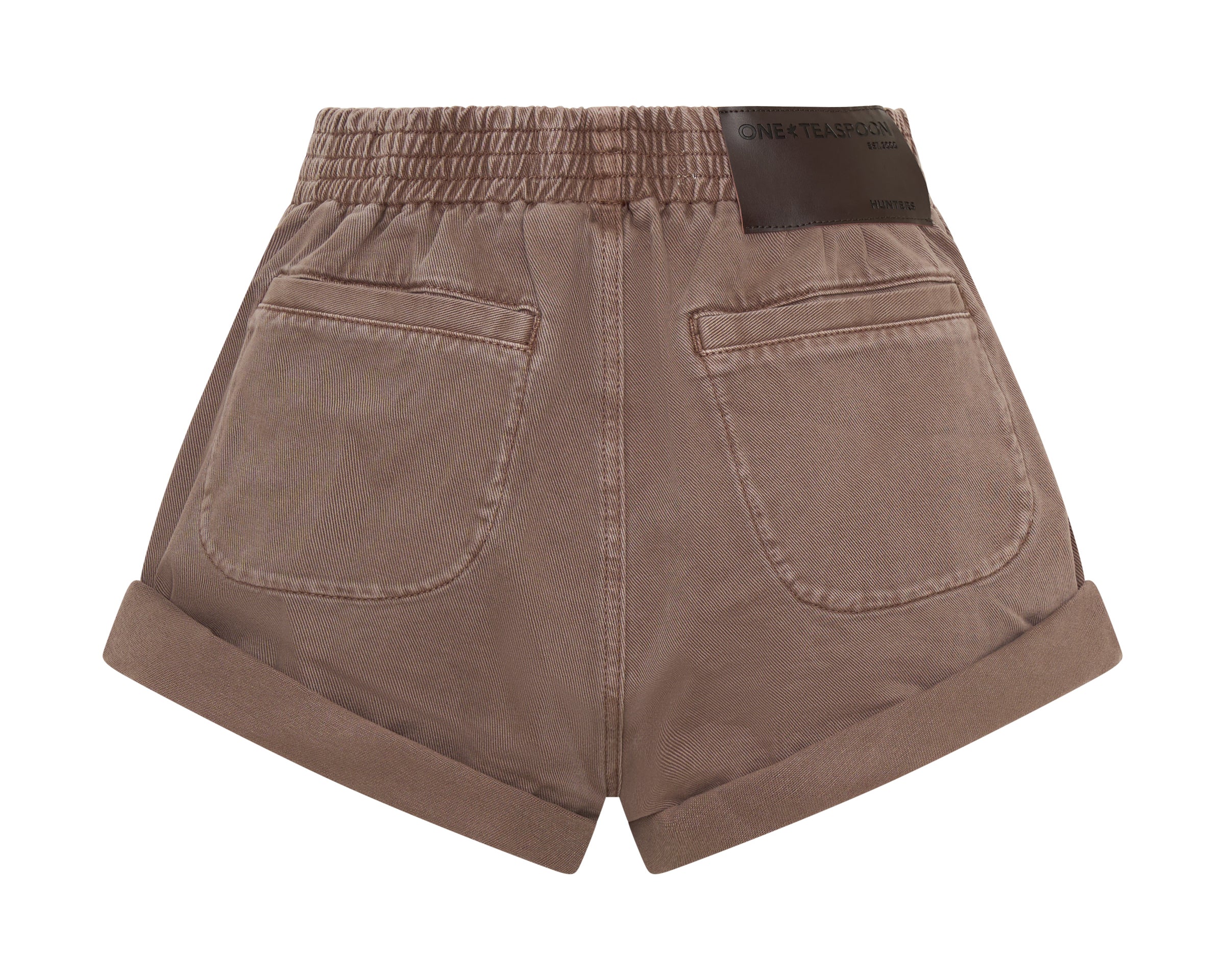 Hunters Mid Waist Boyfriend Elasticated Denim Shorts - Espresso Brown