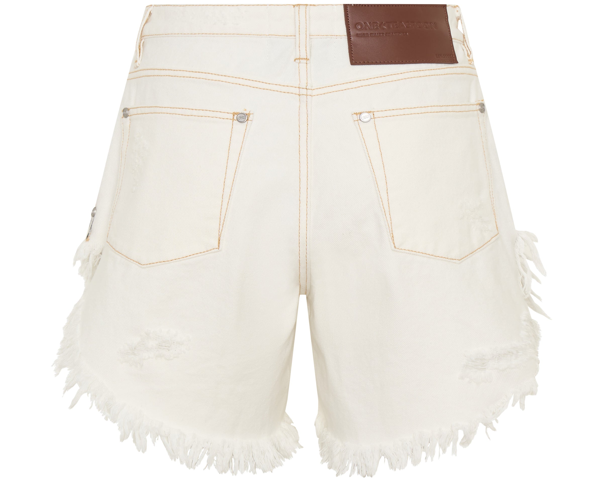 Frankies High Waist Long Length Denim Shorts - White Beauty