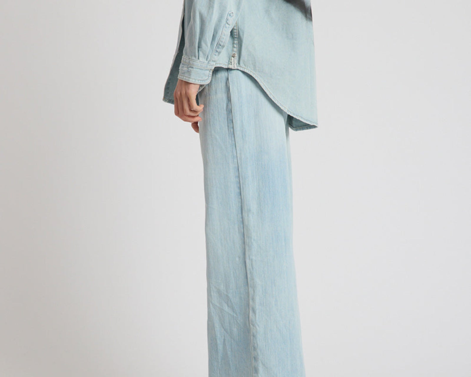 Love Machines Heart Mid Waist Super Wide Leg Denim - Sea Mist Love
