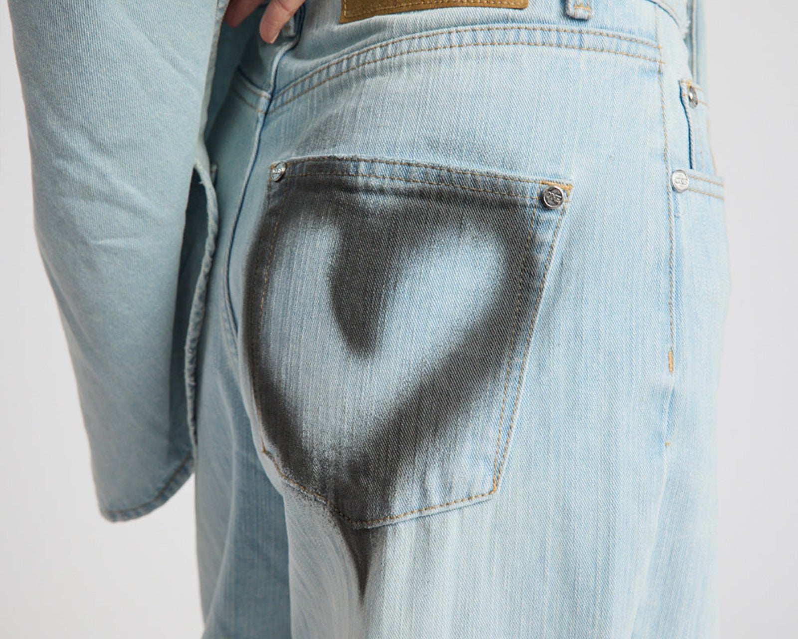 Love Machines Heart Mid Waist Super Wide Leg Denim - Sea Mist Love