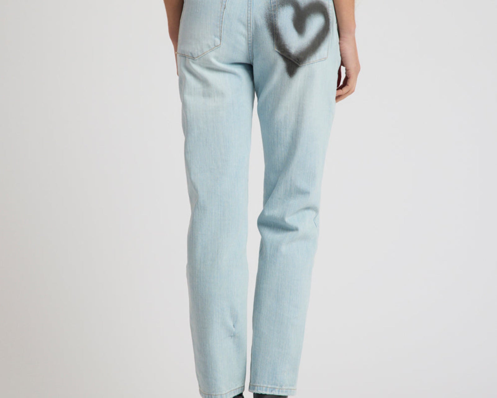 Slims Heart High Waist Cropped Slim Fit Denim Jean - Sea Mist Blue Love