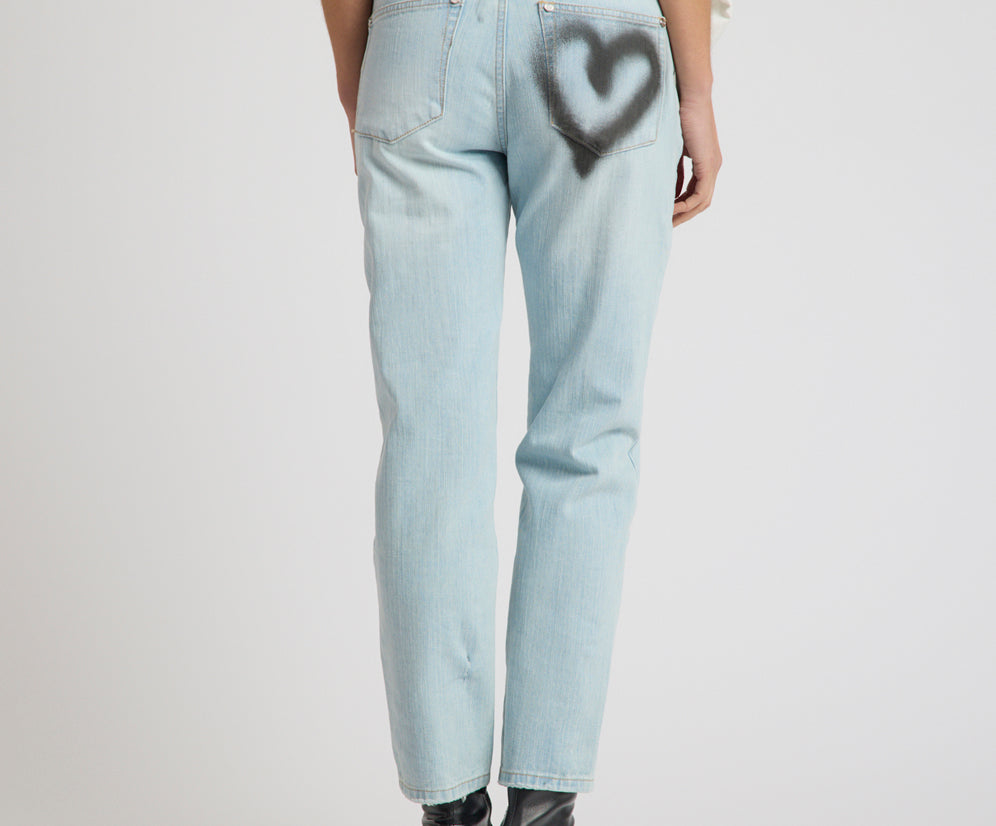 Slims Heart High Waist Cropped Slim Fit Denim Jean - Sea Mist Blue