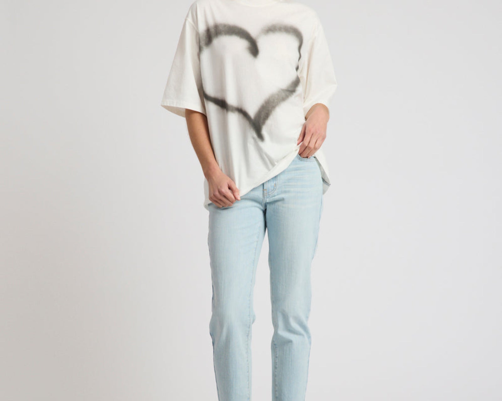 Slims Heart High Waist Cropped Slim Fit Denim Jean - Sea Mist Blue Love