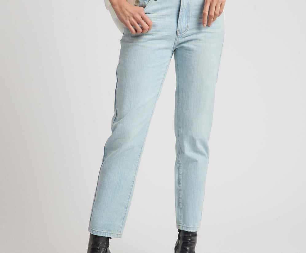 Slims Heart High Waist Cropped Slim Fit Denim Jean - Sea Mist Blue