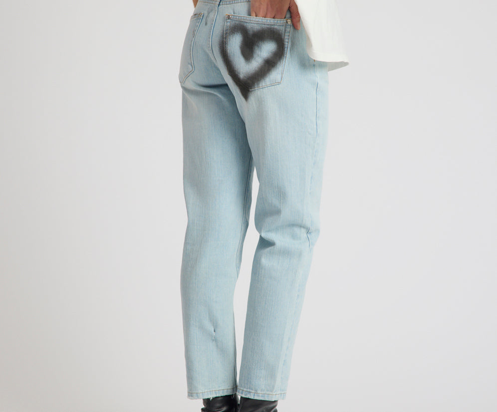 Slims Heart High Waist Cropped Slim Fit Denim Jean - Sea Mist Blue