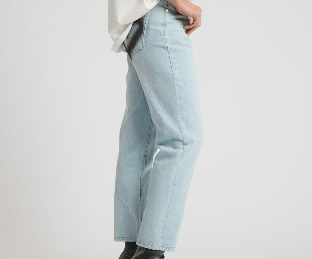 Slims Heart High Waist Cropped Slim Fit Denim Jean - Sea Mist Blue