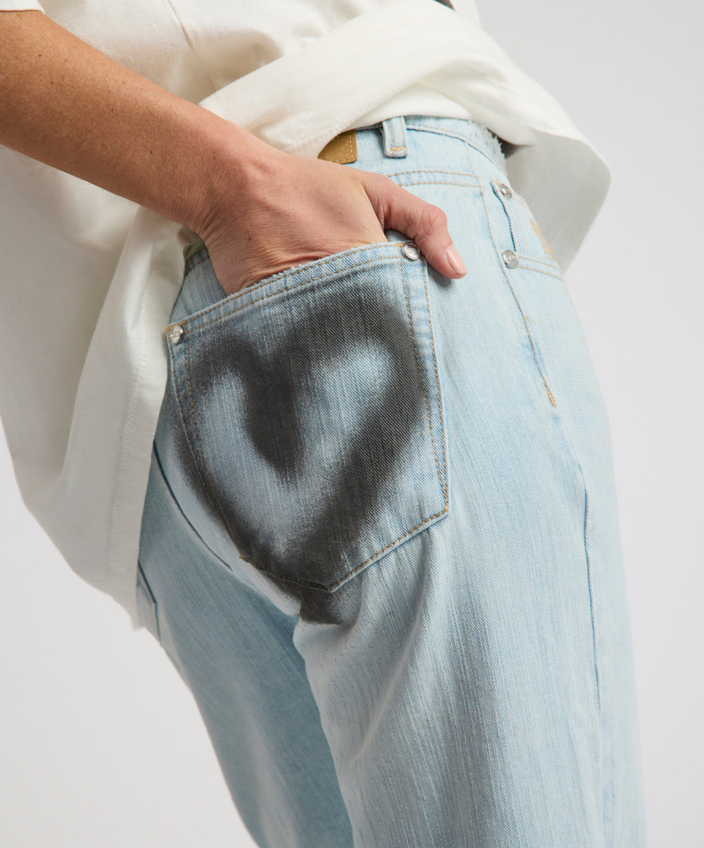 Slims Heart High Waist Cropped Slim Fit Denim Jean - Sea Mist Blue