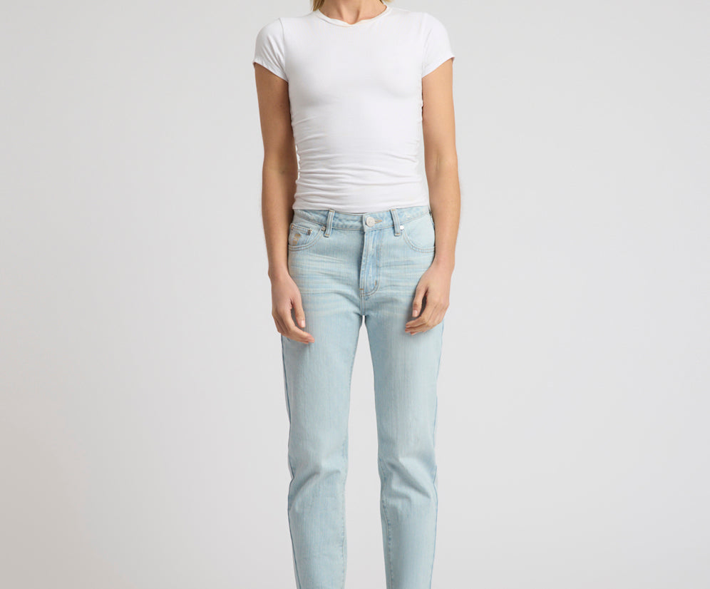 Slims High Waist Cropped Slim Fit Denim Jeans - Sea Mist Blue