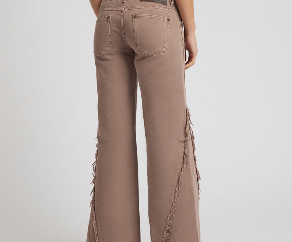 Johnnies Low Waist Wide Leg Flared Denim Jeans - Espresso Brown