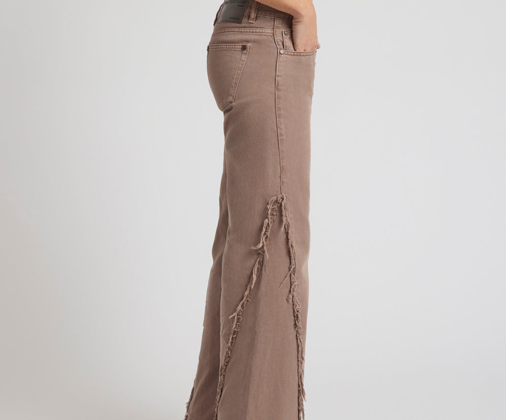 Johnnies Low Waist Wide Leg Flared Denim Jeans - Espresso Brown