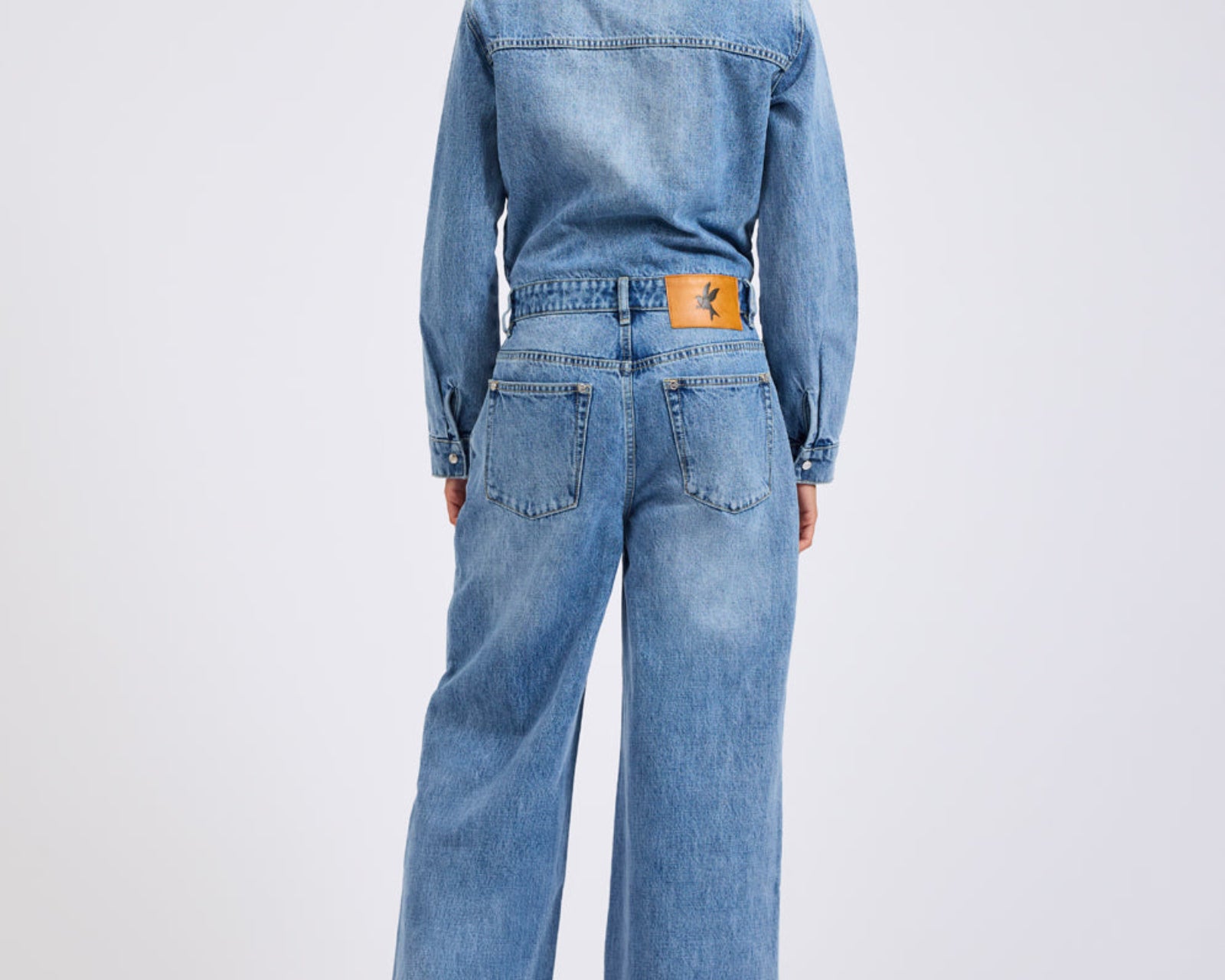Charli Wide Leg Aviator Denim Jumpsuit - Pretty Blue