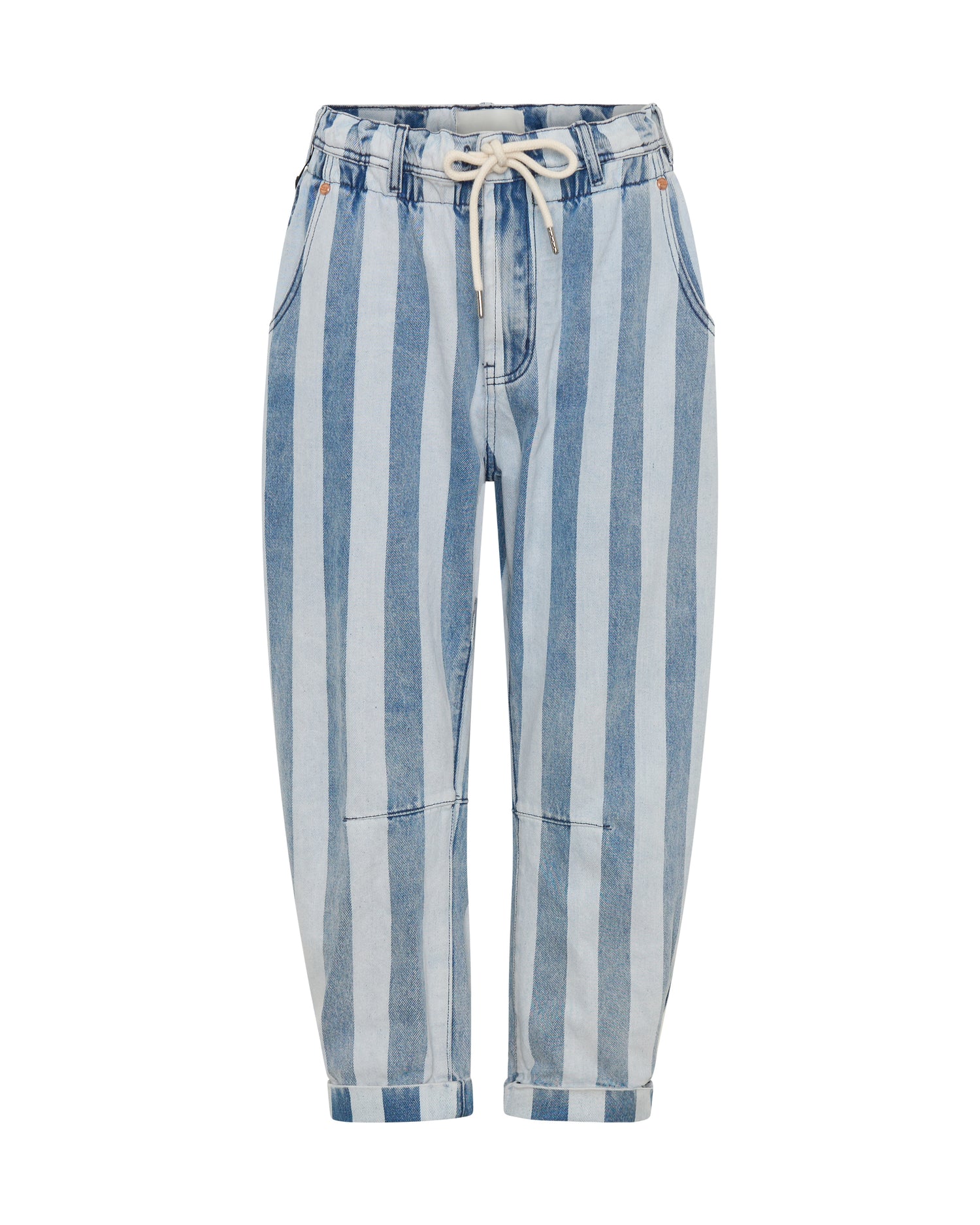 Outcasts Low Waist Drop Crotch Harem Denim Jeans - Beach Club Stripe