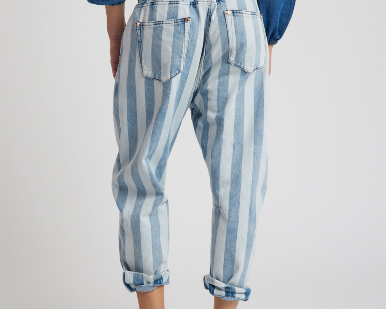 Outcasts Low Waist Drop Crotch Harem Denim Jeans - Beach Club Stripe