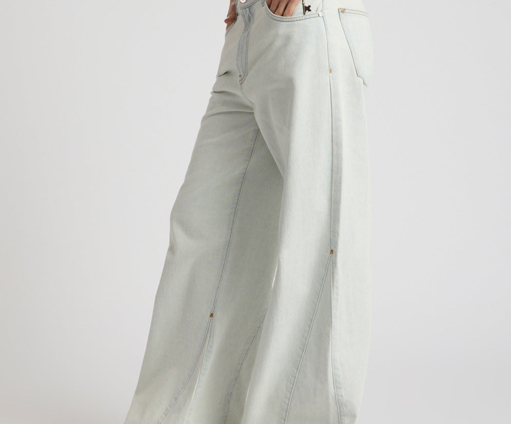 Cruisers Mid Waist Panel Bootcut Flare Denim Jeans - Arctic Blue